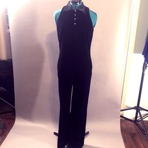 Womens Black Velvet Jumpsuit Size 8 Disco Vibes